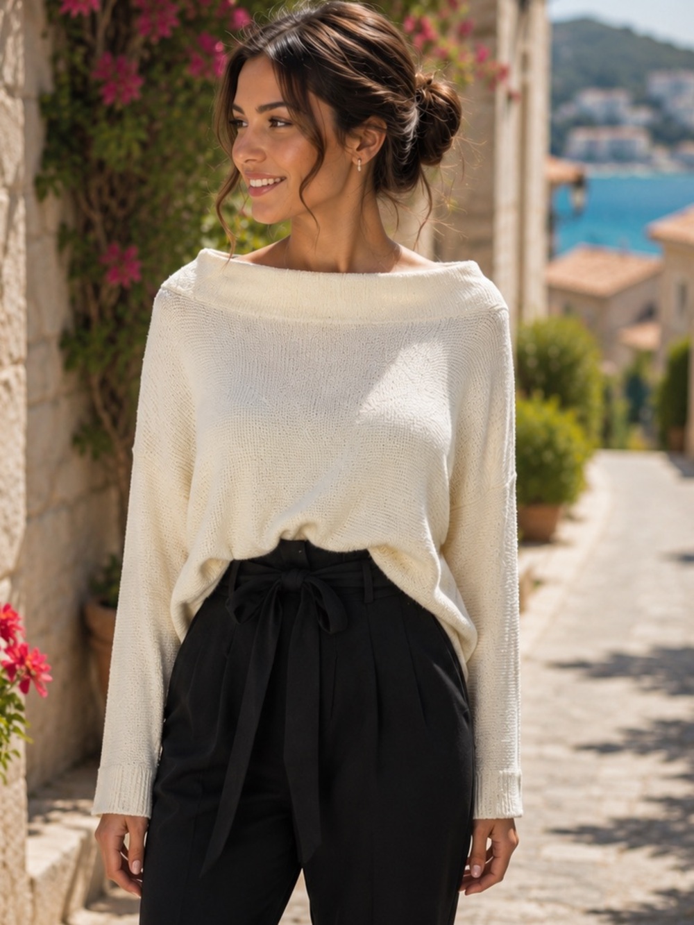 Free People Cream Cowl Neck Sweater